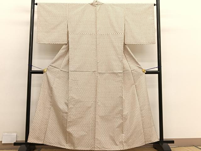 平和屋着物▽上質な紬　単衣　間道　正絹　逸品　BAAX2625hv