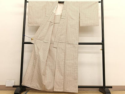 平和屋着物▽上質な紬　単衣　間道　正絹　逸品　BAAX2625hv