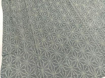 平和屋着物▽上質な紬　単衣　麻の葉文様　正絹　逸品　BAAX2628hv