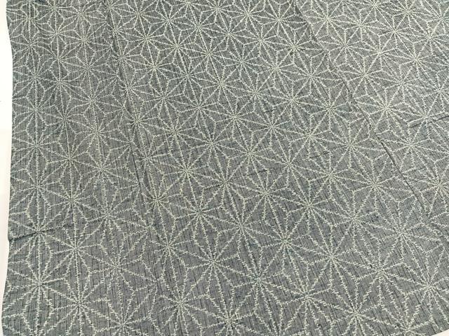 平和屋着物▽上質な紬　単衣　麻の葉文様　正絹　逸品　BAAX2628hv