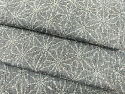 平和屋着物▽上質な紬　単衣　麻の葉文様　正絹　逸品　BAAX2628hv
