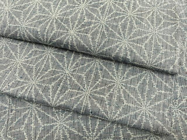 平和屋着物▽上質な紬　単衣　麻の葉文様　正絹　逸品　BAAX2628hv