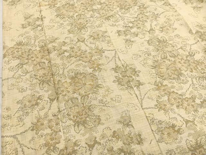 平和屋着物▽上質な紬　単衣　枝花文　正絹　逸品　BAAX2629hv