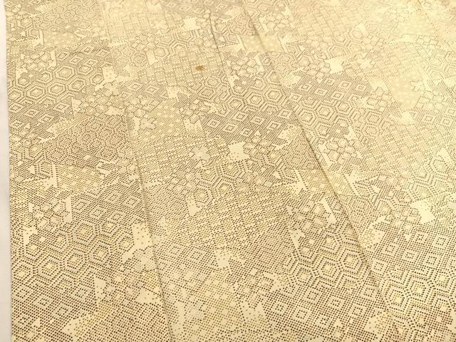 平和屋着物▽上質な小紋　単衣　紬地　有職花文　正絹　逸品　BAAX2630hv
