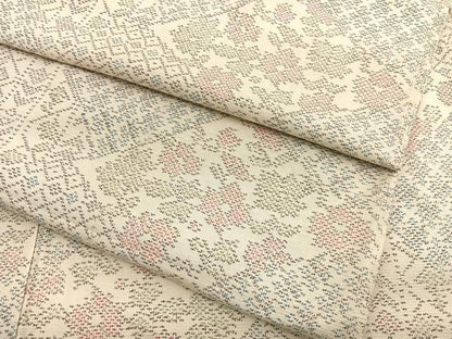 平和屋着物▽上質な紬　単衣　切嵌花文　正絹　逸品　BAAX2632hv