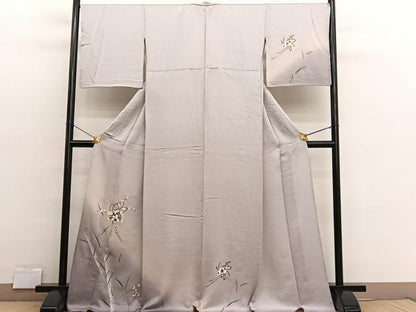 平和屋着物▽訪問着　単衣　花簪　暈し染め　金彩　正絹　逸品　BAAX2633hv