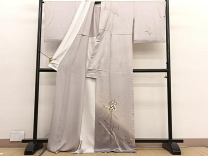 平和屋着物▽訪問着　単衣　花簪　暈し染め　金彩　正絹　逸品　BAAX2633hv