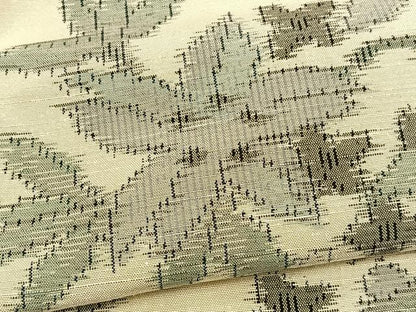 平和屋着物▽上質な紬　単衣　草花文　正絹　逸品　BAAX2635hv