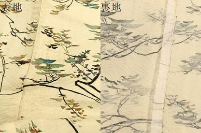 平和屋着物▽上質な小紋　単衣　枝葉風景文　正絹　逸品　BAAX2637hv