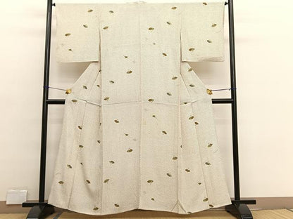 平和屋着物▽上質な小紋　単衣　扇面文　正絹　逸品　BAAX2639hv