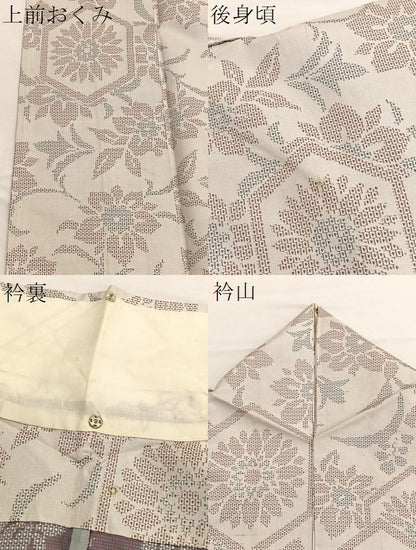 平和屋着物▽上質な紬　単衣　100亀甲　亀甲花文　正絹　逸品　BAAX2640hv