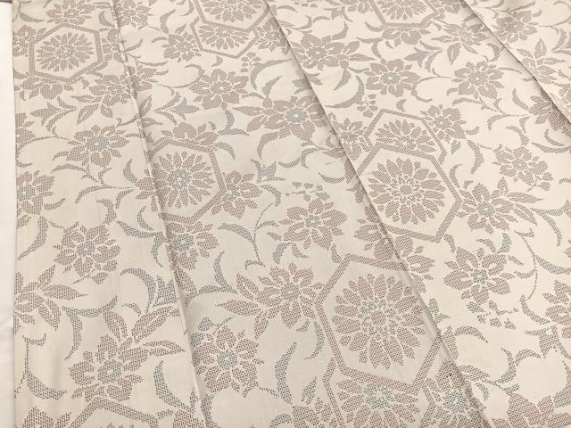 平和屋着物▽上質な紬　単衣　100亀甲　亀甲花文　正絹　逸品　BAAX2640hv