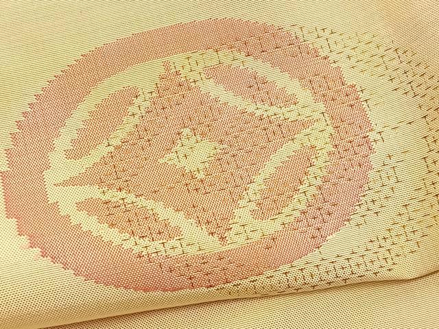平和屋着物▽上質な紬　単衣　七宝文　正絹　逸品　BAAX2642hv
