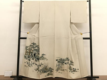 平和屋着物▽豪華色留袖　単衣　刺繍　人物風景文　金彩　正絹　逸品　BAAX2644hv