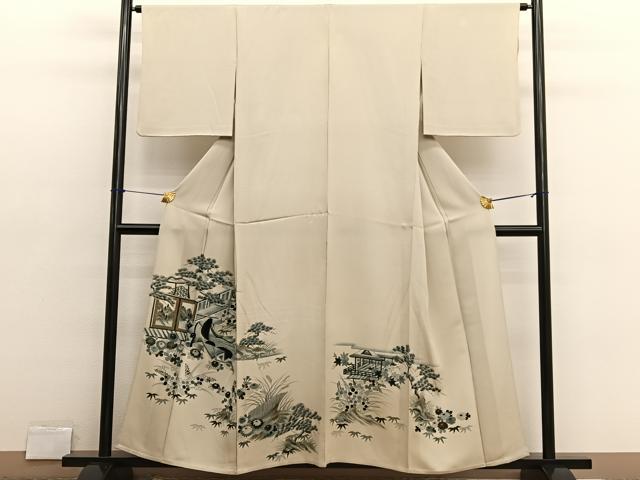 平和屋着物▽豪華色留袖　単衣　刺繍　人物風景文　金彩　正絹　逸品　BAAX2644hv