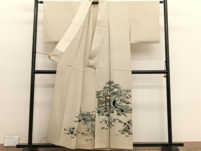 平和屋着物▽豪華色留袖　単衣　刺繍　人物風景文　金彩　正絹　逸品　BAAX2644hv