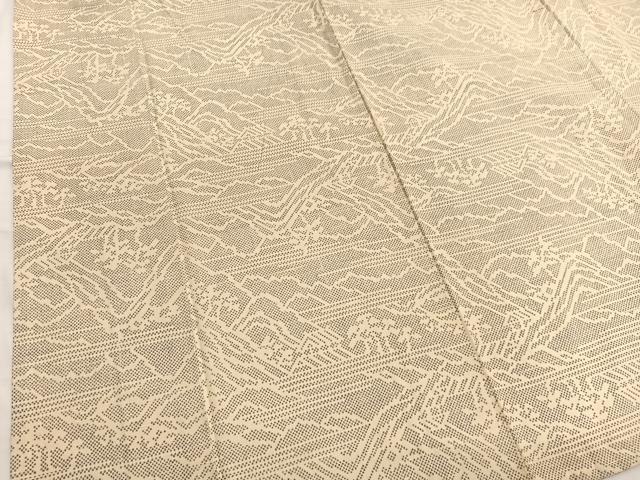 平和屋着物▽上質な紬　単衣　重山風景文　正絹　逸品　BAAX2646hv