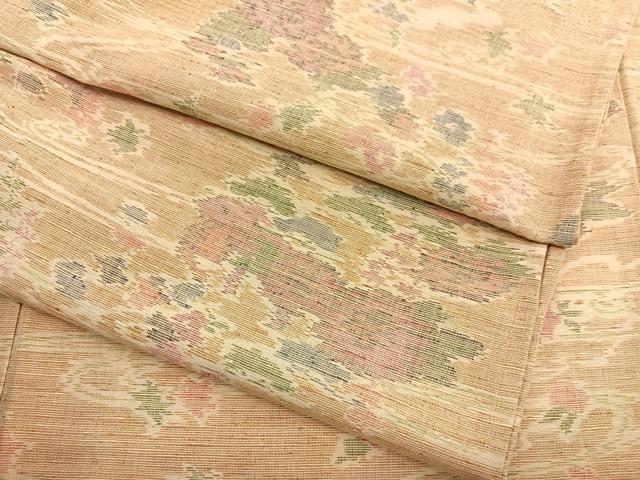 平和屋着物▽上質な紬　単衣　流水花文　正絹　逸品　BAAX2648hv