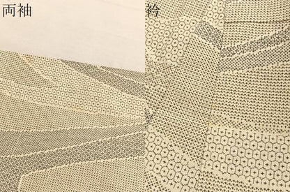 平和屋着物▽上質な小紋　単衣　幾何学文様　正絹　逸品　BAAX2649hv