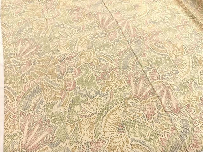 平和屋着物▽本塩沢　単衣　更紗花文　正絹　逸品　BAAX2652hv
