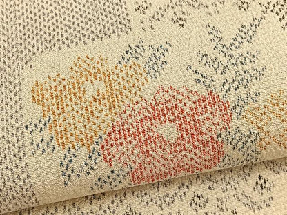 平和屋着物▽本塩沢　単衣　色紙花文　正絹　逸品　BAAX2653hv
