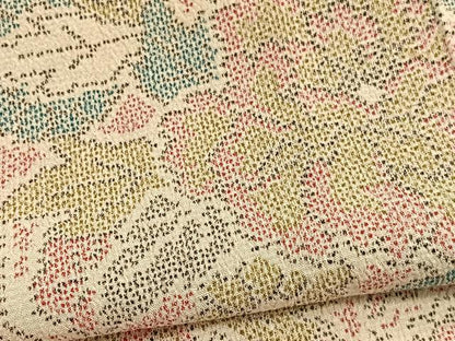 平和屋着物▽上質なお召　単衣　牡丹花文　正絹　逸品　BAAX2654hv