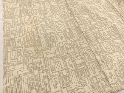 平和屋着物▽本塩沢　単衣　幾何学文様　正絹　逸品　BAAX2655hv