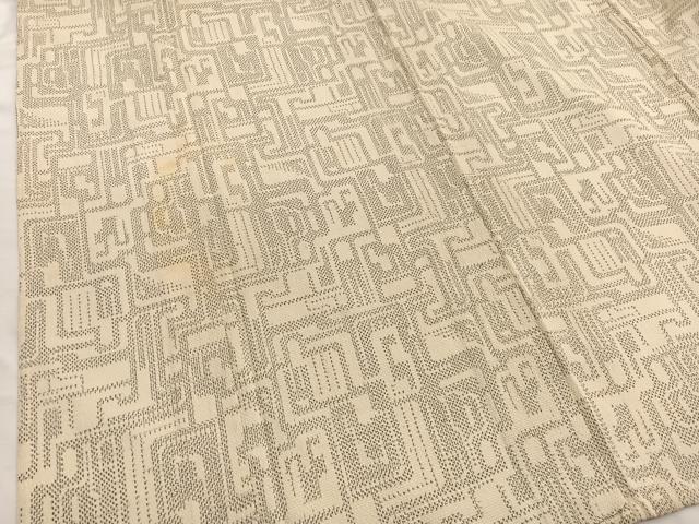 平和屋着物▽本塩沢　単衣　幾何学文様　正絹　逸品　BAAX2655hv