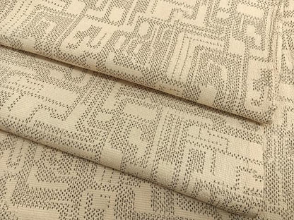 平和屋着物▽本塩沢　単衣　幾何学文様　正絹　逸品　BAAX2655hv