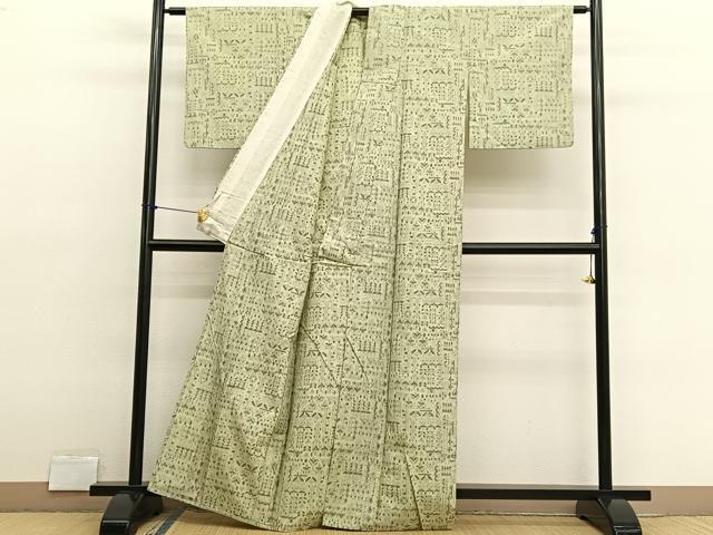 平和屋着物▽本場大島紬　薩摩結城　単衣　飾花文　正絹　逸品　BAAX2656hv