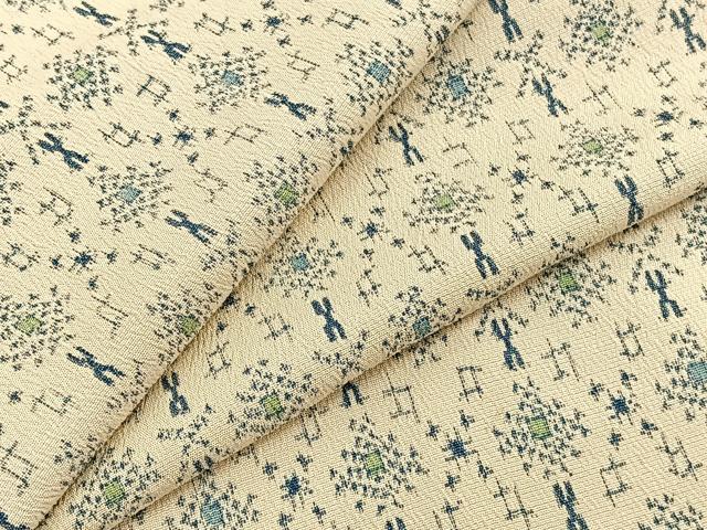 平和屋着物▽上質なお召　単衣　菱文様　正絹　逸品　BAAX2657hv
