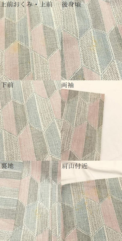 平和屋着物▽小紋　単衣　亀甲文　BAAX2658hv