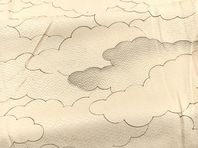 平和屋着物▽上質な小紋　単衣　手描き　瑞雲　暈し染め　正絹　逸品　BAAX2660hv