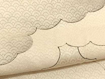 平和屋着物▽上質な小紋　単衣　手描き　瑞雲　暈し染め　正絹　逸品　BAAX2660hv