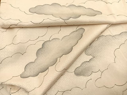 平和屋着物▽上質な小紋　単衣　手描き　瑞雲　暈し染め　正絹　逸品　BAAX2660hv