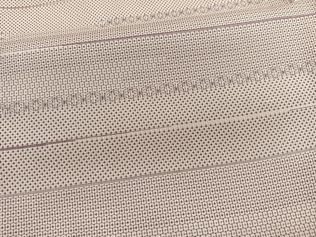 平和屋着物▽上質な紬　単衣　横段文　正絹　逸品　BAAX2662hv