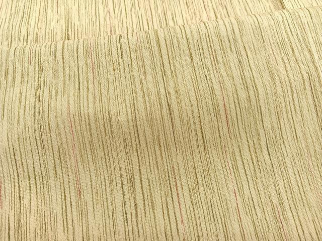 平和屋着物▽上質なお召　単衣　縞　正絹　逸品　BAAX2664hv