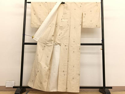 平和屋着物▽上質な紬　単衣　琉球絣文様　正絹　逸品　BAAX2665hv