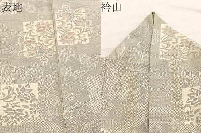 平和屋着物▽本場大島紬　単衣　白大島　120亀甲　更紗花文　正絹　逸品　BAAX2667hv