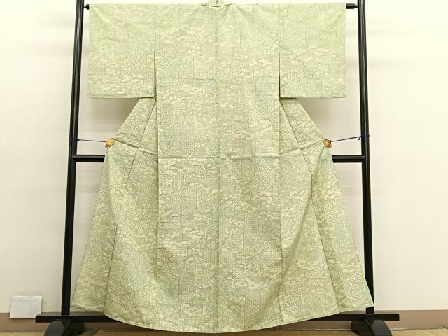 平和屋着物▽小紋　単衣　切嵌有職花文　洗える着物　BAAX2670hv