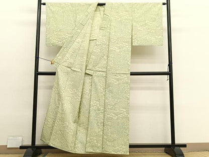 平和屋着物▽小紋　単衣　切嵌有職花文　洗える着物　BAAX2670hv