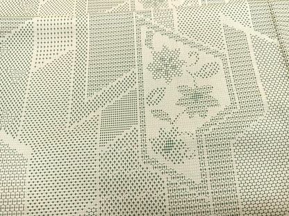 平和屋着物▽上質なお召　単衣　140亀甲　枝花文　正絹　逸品　BAAX2672hv