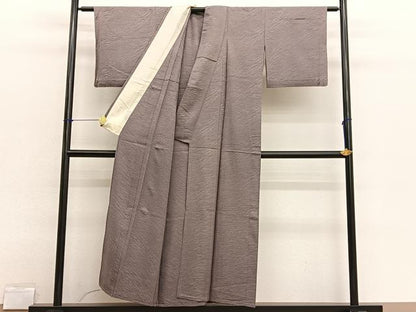 平和屋着物▽上質な色無地　単衣　斜線地紋　鳩羽鼠色　正絹　逸品　BAAX2677hv