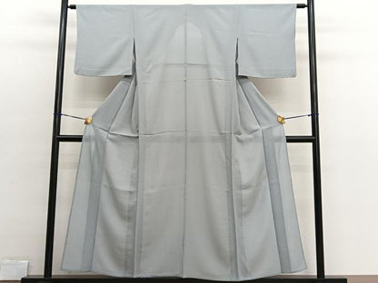 平和屋着物＊夏物　色無地　絽　灰黄緑色　正絹　逸品　BAAX2679hv