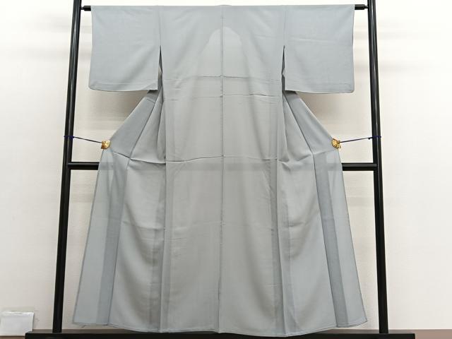 平和屋着物＊夏物　色無地　絽　灰黄緑色　正絹　逸品　BAAX2679hv