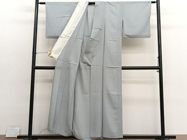 平和屋着物＊夏物　色無地　絽　灰黄緑色　正絹　逸品　BAAX2679hv