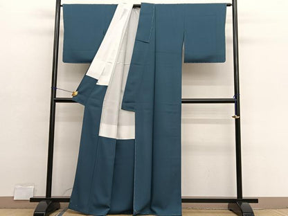 平和屋着物●上質な色無地　嵯峨野草木研究所　錆鉄御納戸色　大丸扱い　正絹　逸品　未使用　BAAX2681hv