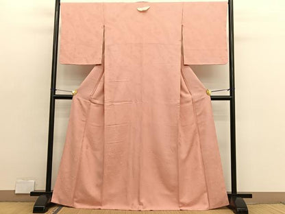 平和屋着物●上質な色無地　有職花唐草地紋　一斤染色　正絹　逸品　未使用　BAAX2682hv