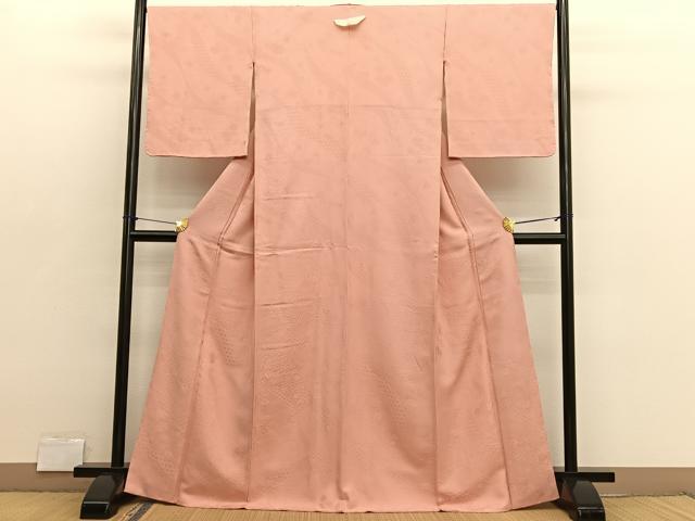 平和屋着物●上質な色無地　有職花唐草地紋　一斤染色　正絹　逸品　未使用　BAAX2682hv