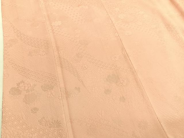 平和屋着物●上質な色無地　有職花唐草地紋　一斤染色　正絹　逸品　未使用　BAAX2682hv